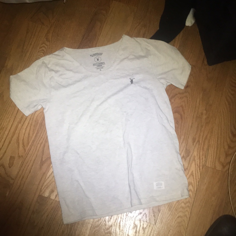 All Saints Scoop Neck Tee Cream Medium